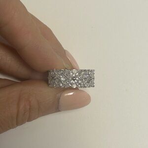 Sterling Silver White CZ Floral Ring Size #6 Sample Item